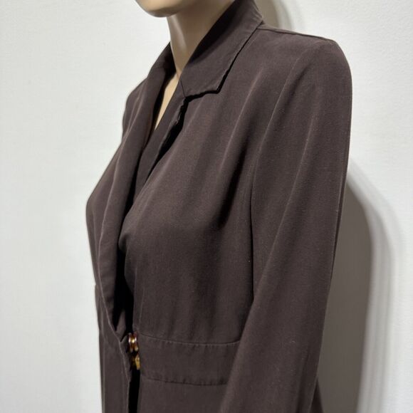 Soft Surroundings Quintessa Maxi Wrap Dress Pockets Size M Brown Long Sleeve - Picture 3 of 12